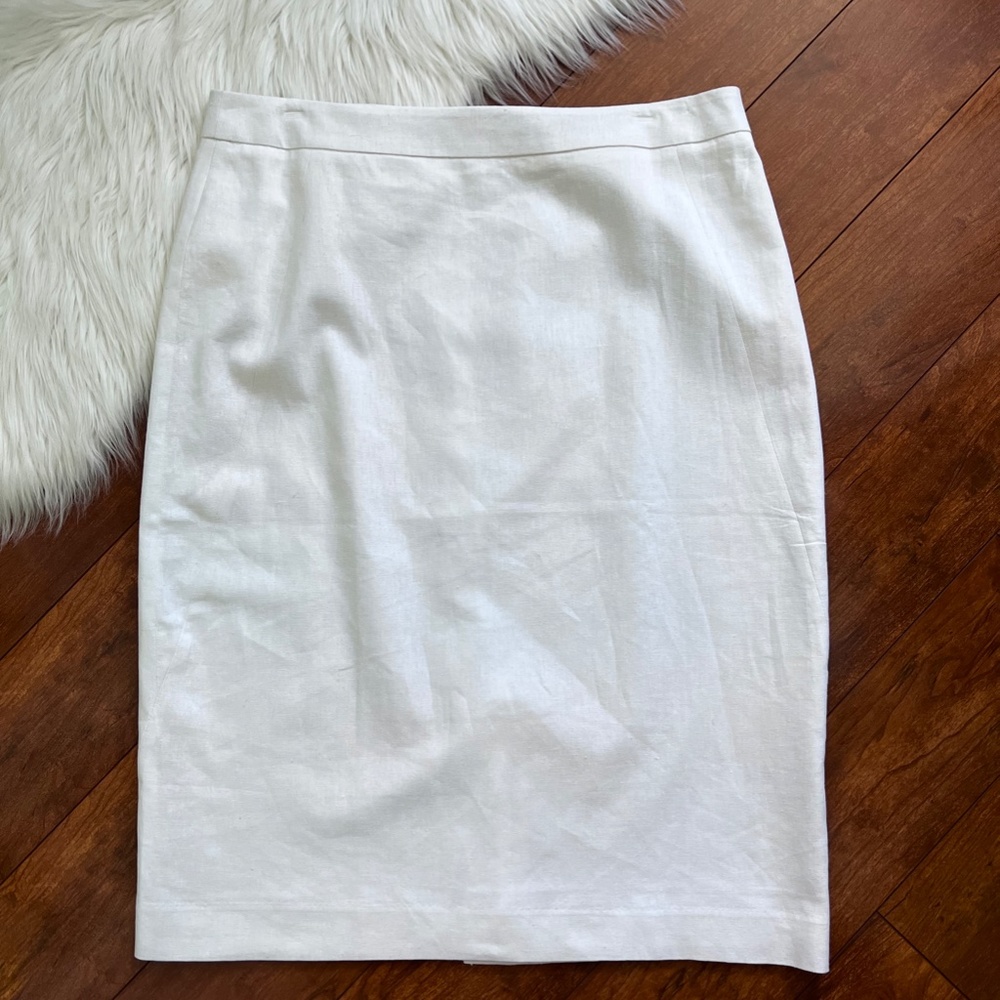 Vintage Chadwicks of Boston Linen Blend White Pencil Skirt-Size 12 Tall
